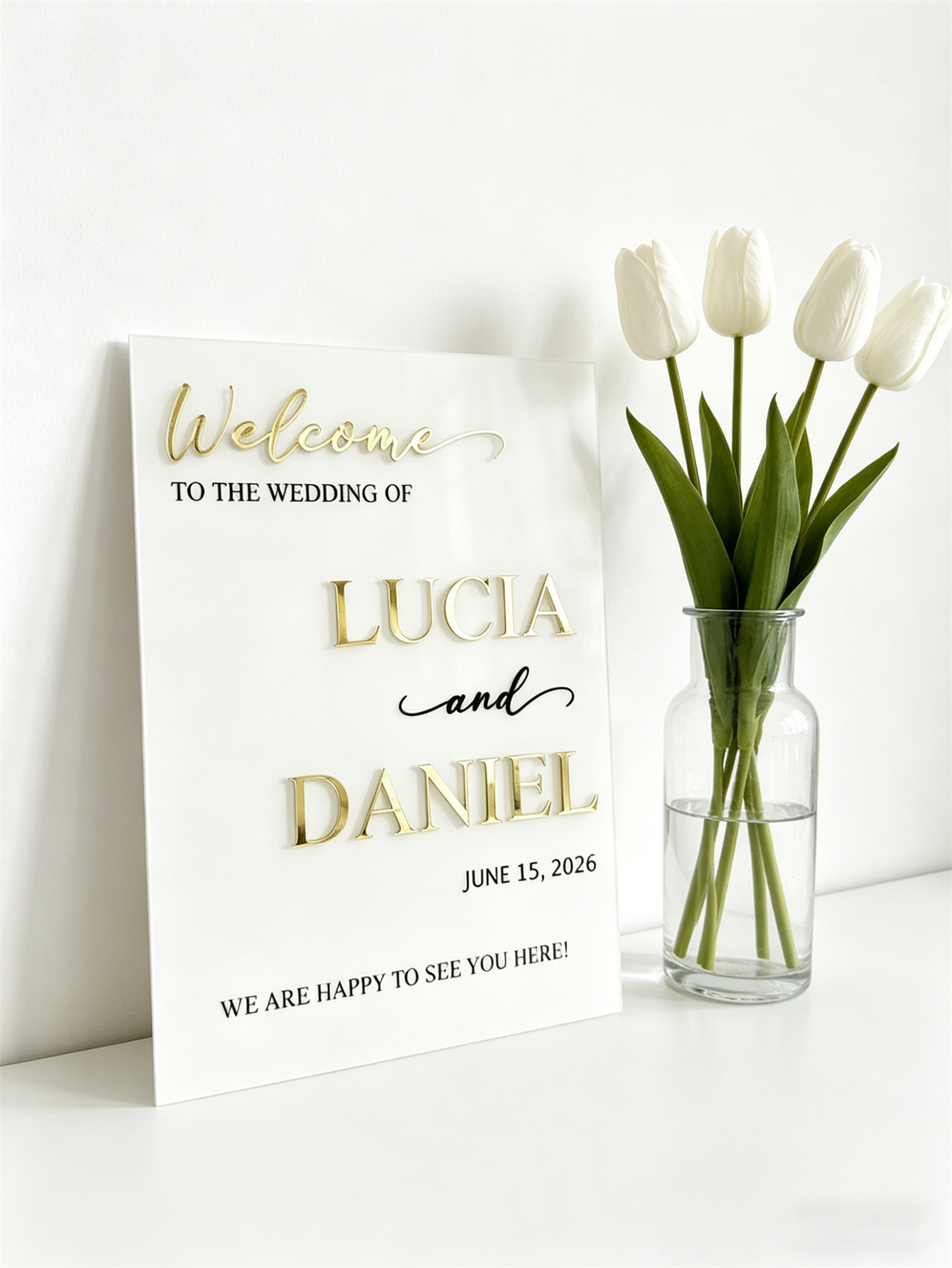 Wedding Welcome Sign - Personalized acrylic wedding welcome sign, modern and fashionable decoration of the wedding entrance. Welcome to our wedding sign